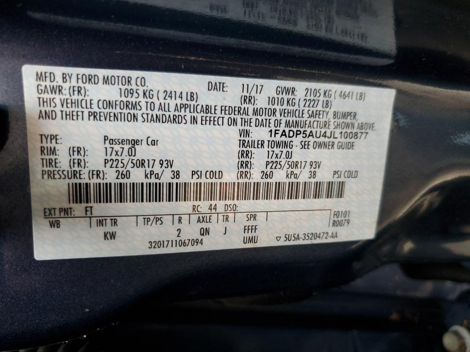 1FADP5AU4JL100877 2018 Ford C-Max Se