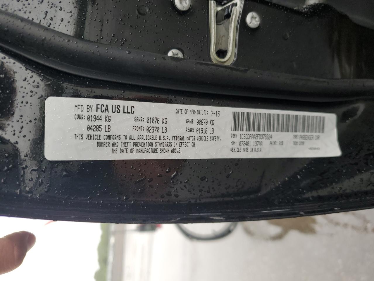 2015 Dodge Dart Se VIN: 1C3CDFAA2FD378824 Lot: 65146874