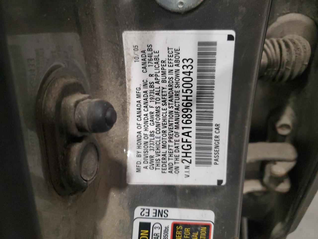 2HGFA16896H500433 2006 Honda Civic Ex 2HGFA16896H500433 2006 Honda Civic Ex