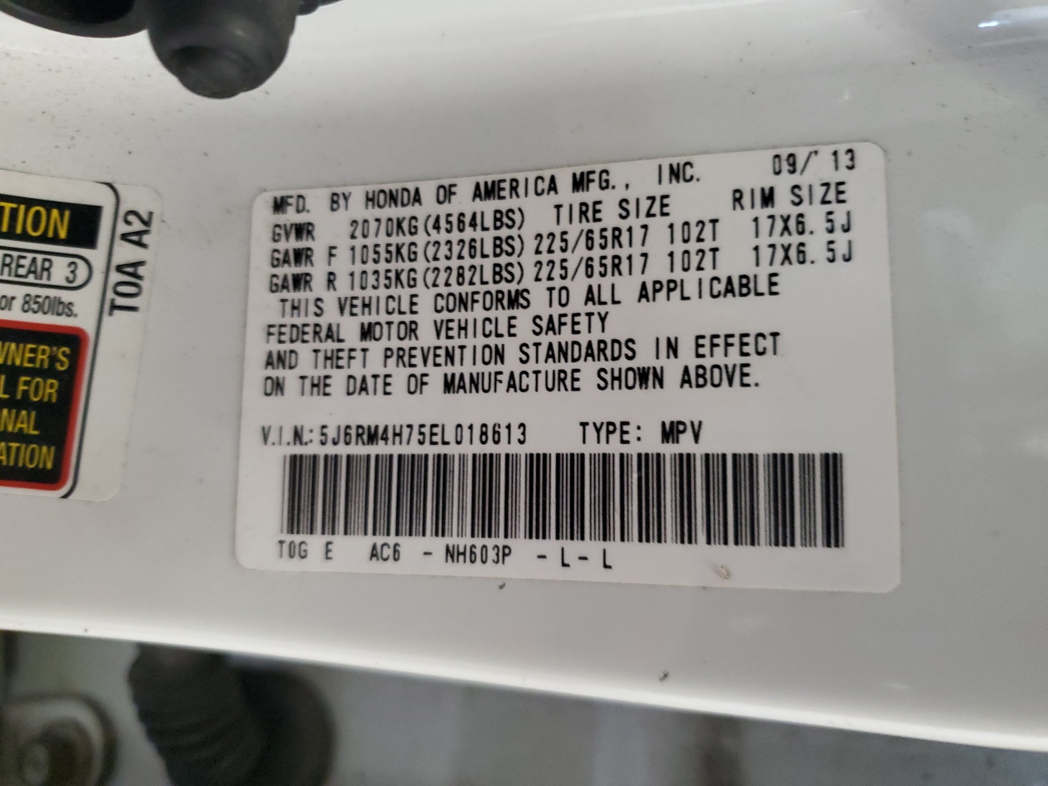 5J6RM4H75EL018613 2014 Honda Cr-V Exl