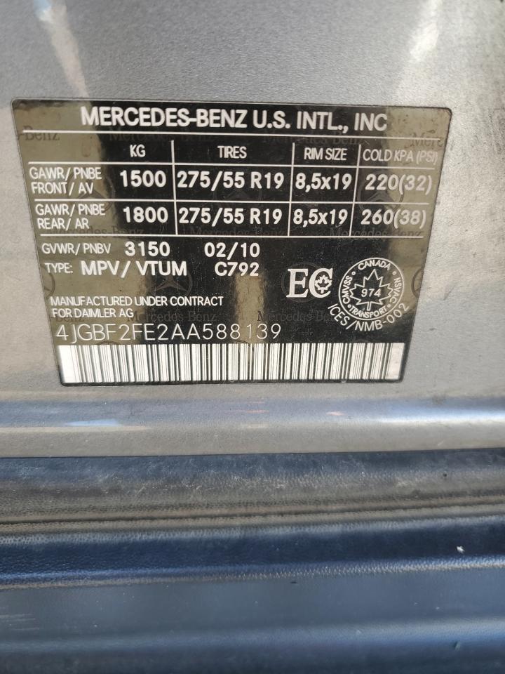 2010 Mercedes-Benz Gl 350 Bluetec VIN: 4JGBF2FE2AA588139 Lot: 65541374