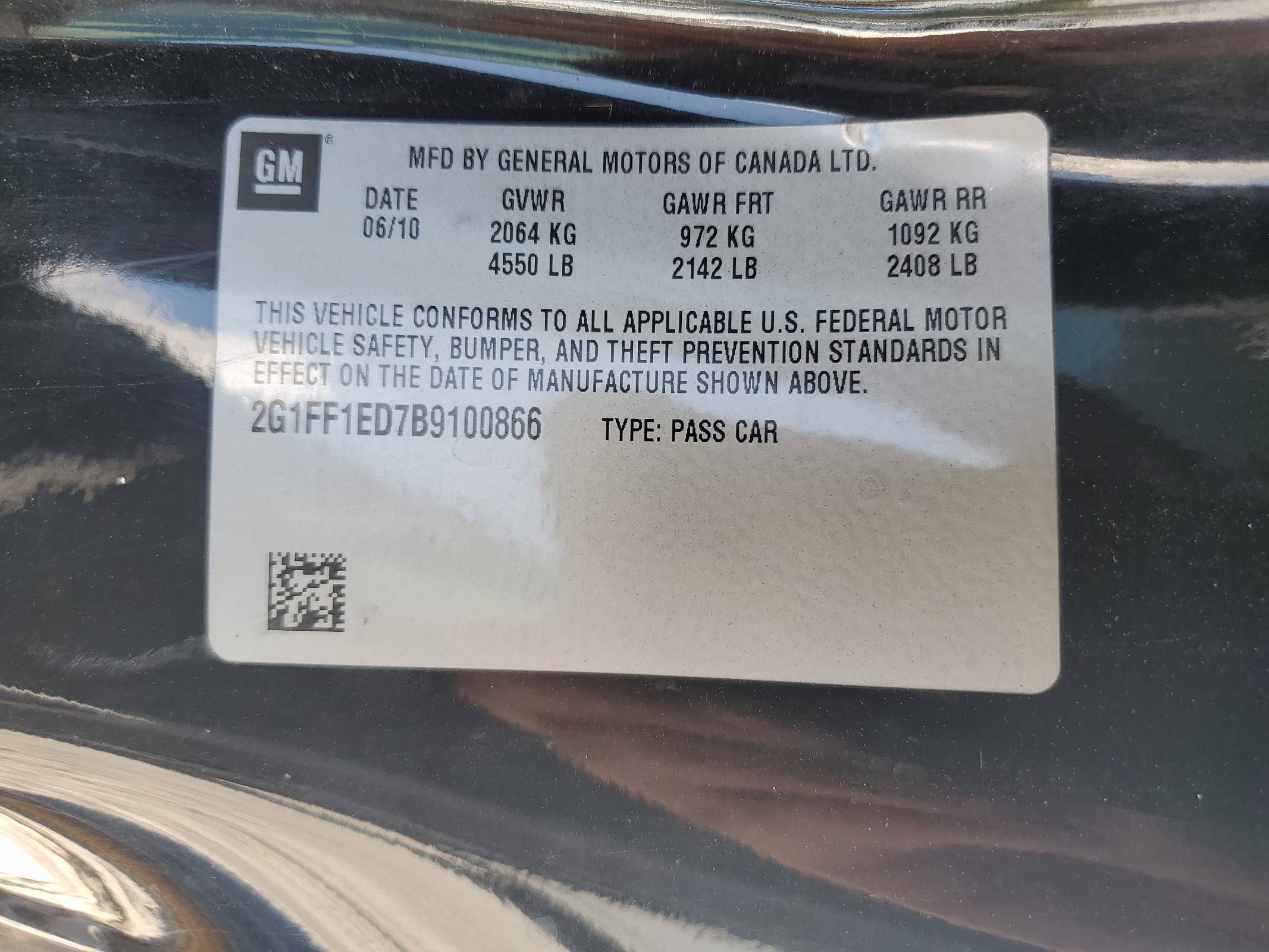 2G1FF1ED7B9100866 2011 Chevrolet Camaro Lt