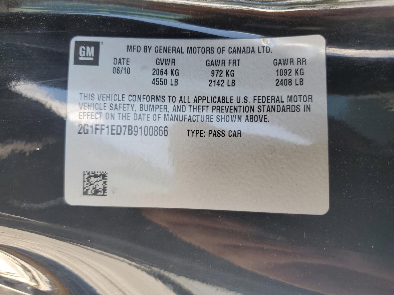 2011 Chevrolet Camaro Lt VIN: 2G1FF1ED7B9100866 Lot: 64965124