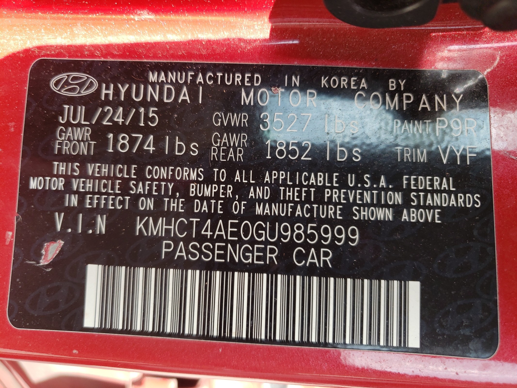 KMHCT4AE0GU985999 2016 Hyundai Accent Se