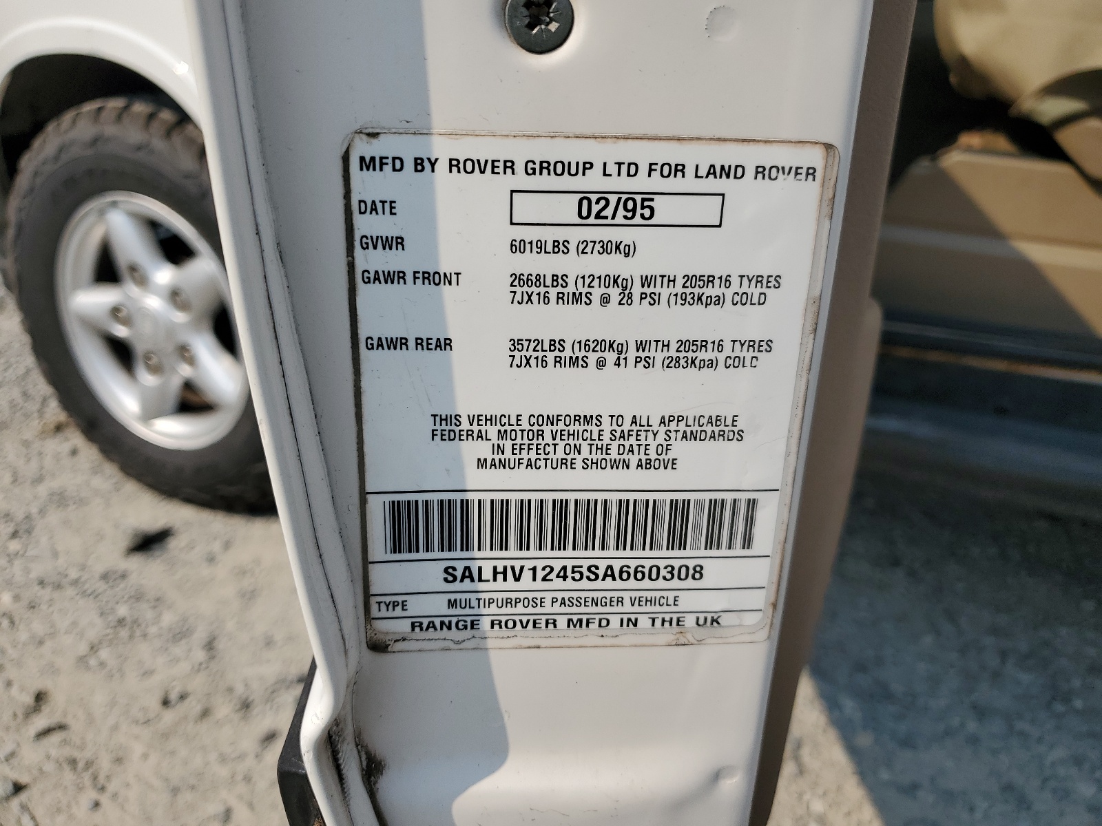 SALHV1245SA660308 1995 Land Rover Range Rover Classic