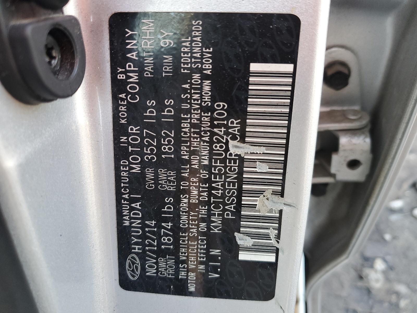 KMHCT4AE5FU824109 2015 Hyundai Accent Gls