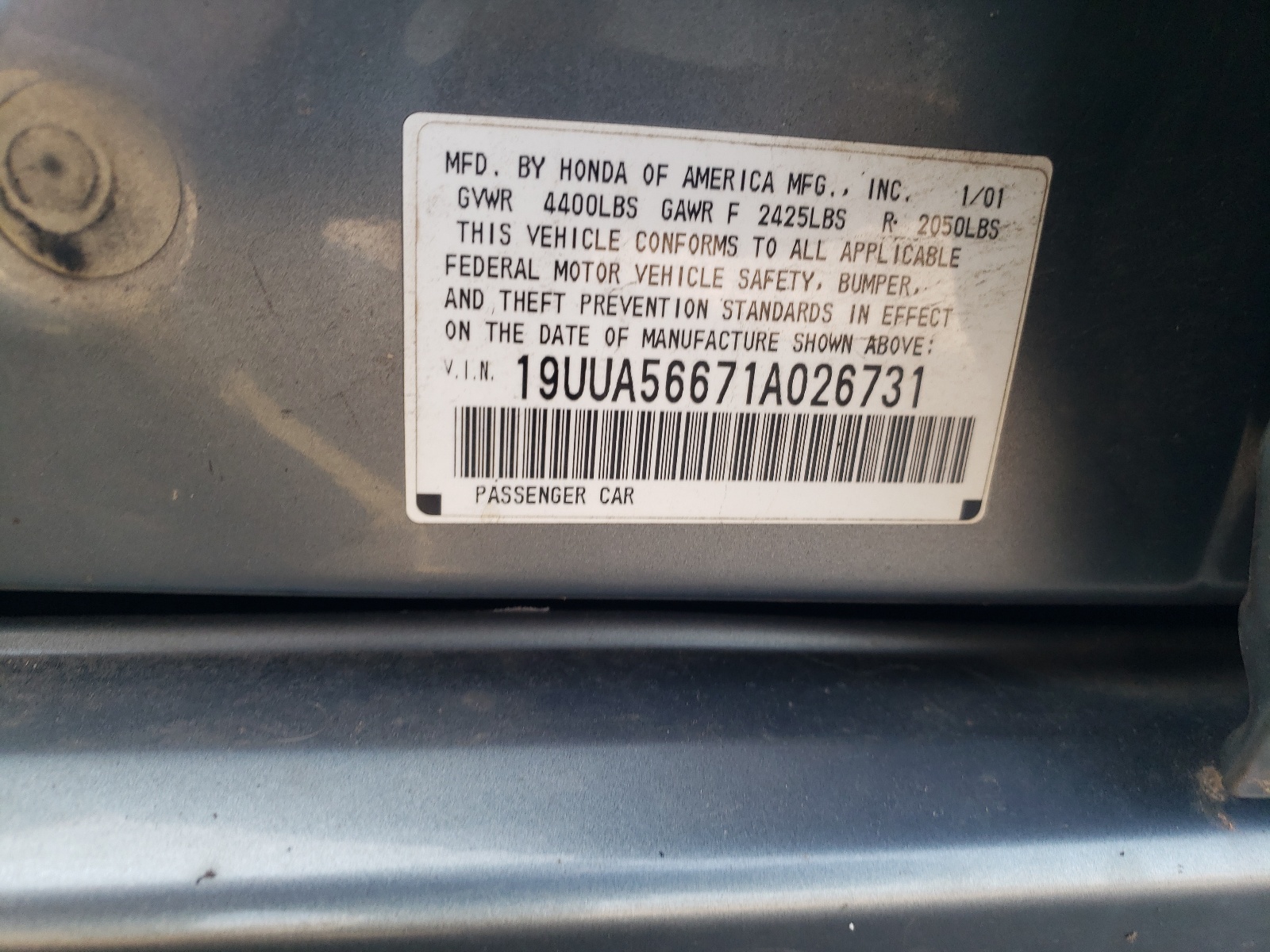 19UUA56671A026731 2001 Acura 3.2Tl