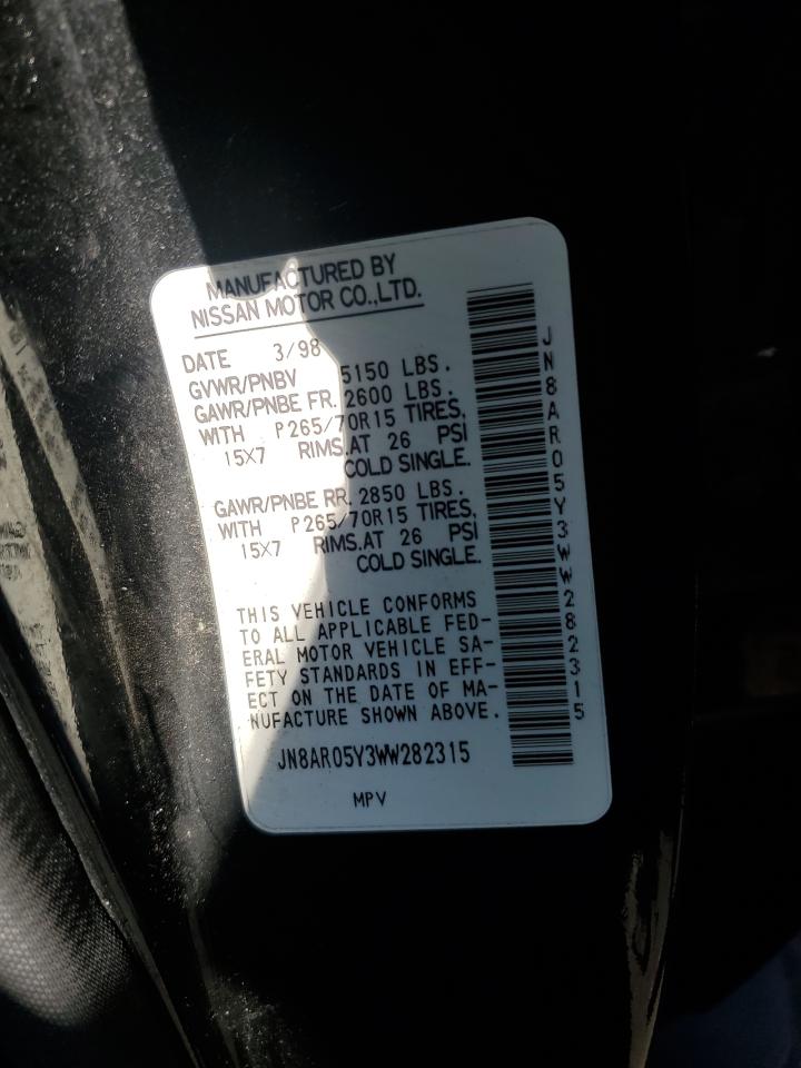 1998 Nissan Pathfinder Le VIN: JN8AR05Y3WW282315 Lot: 65944504