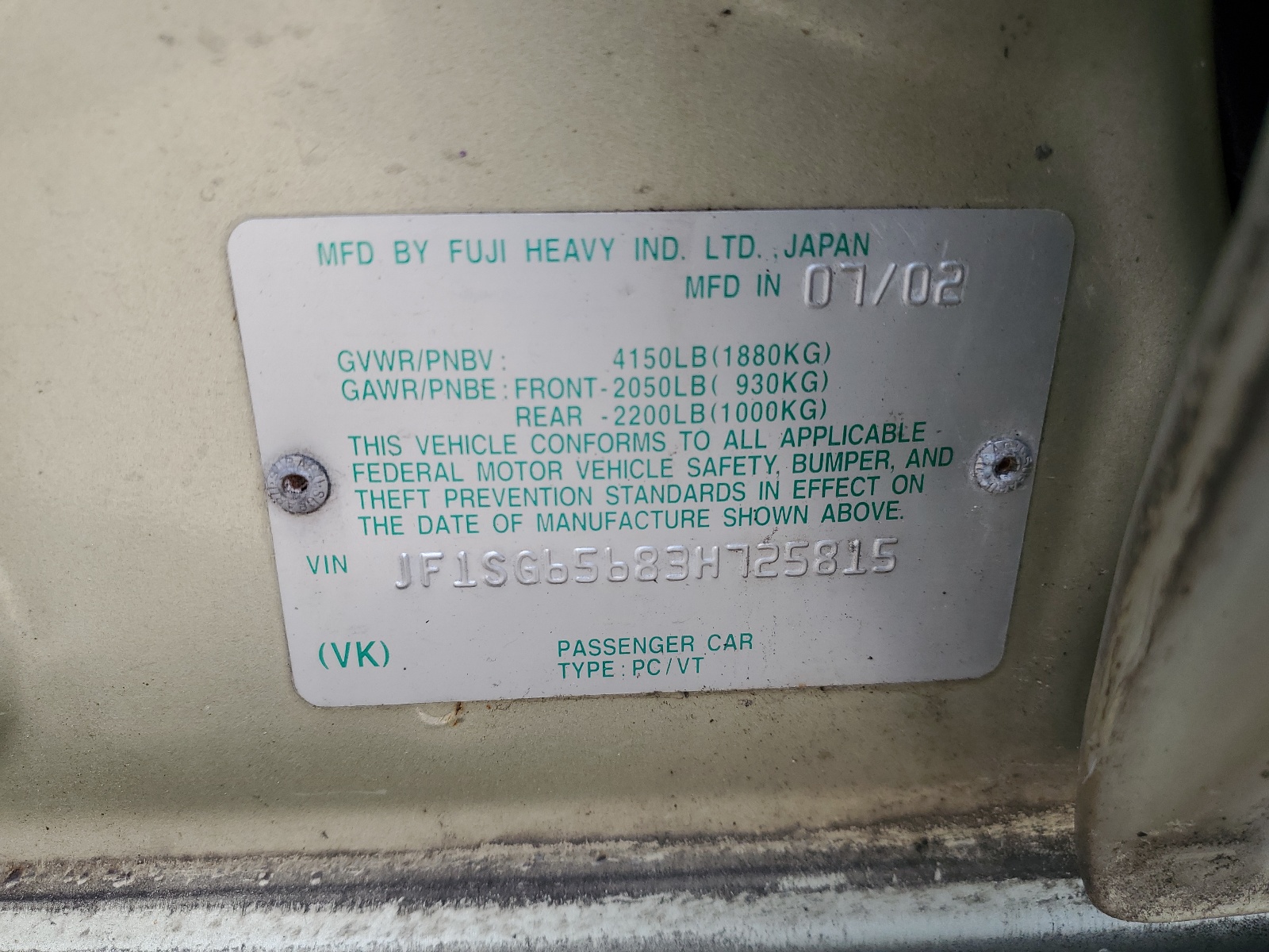 JF1SG65683H725815 2003 Subaru Forester 2.5Xs