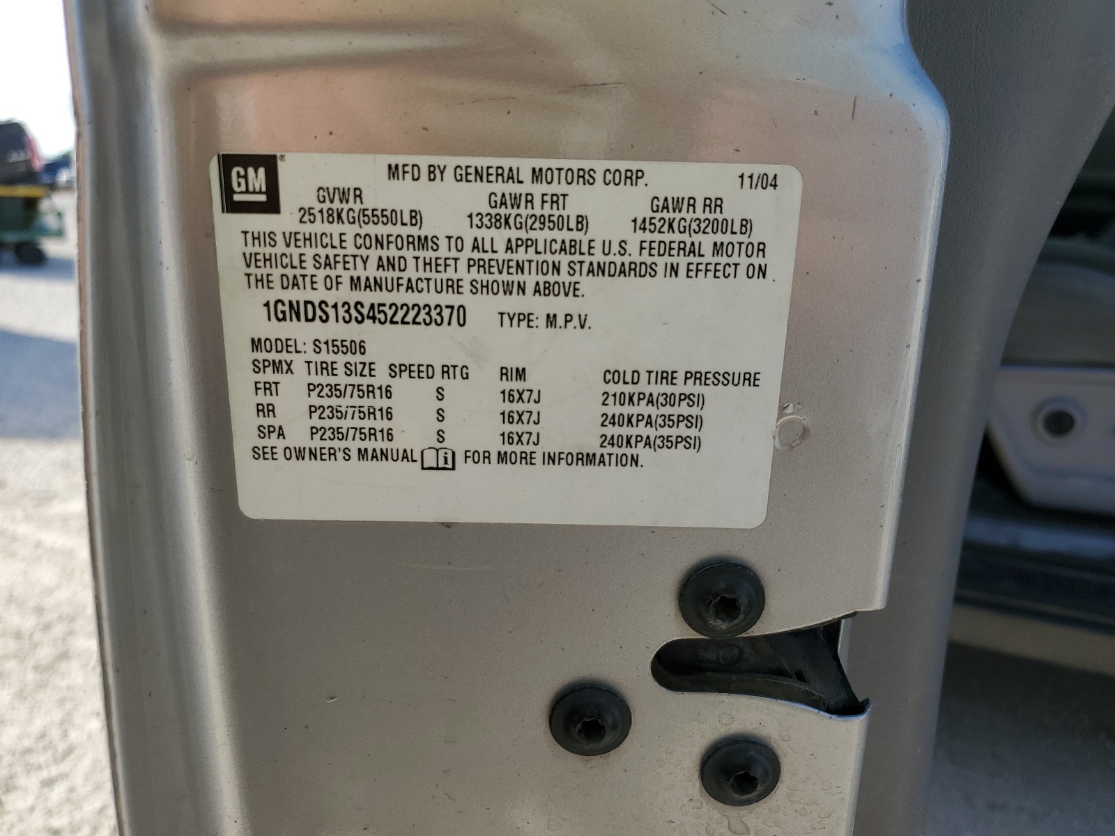 1GNDS13S452223370 2005 Chevrolet Trailblazer Ls