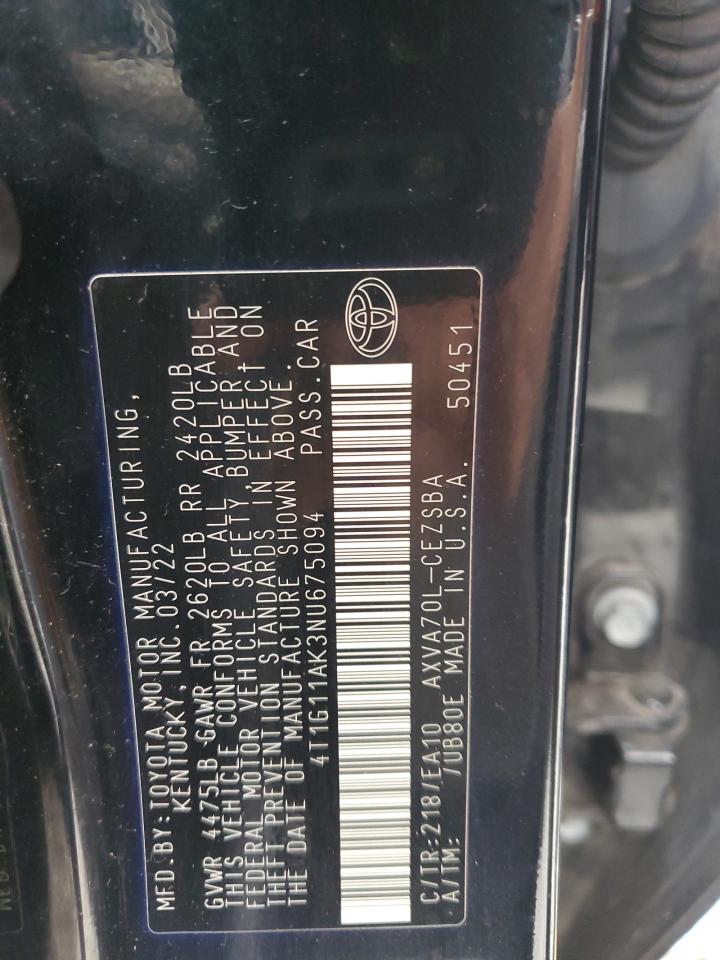 4T1G11AK3NU675094 2022 Toyota Camry Se