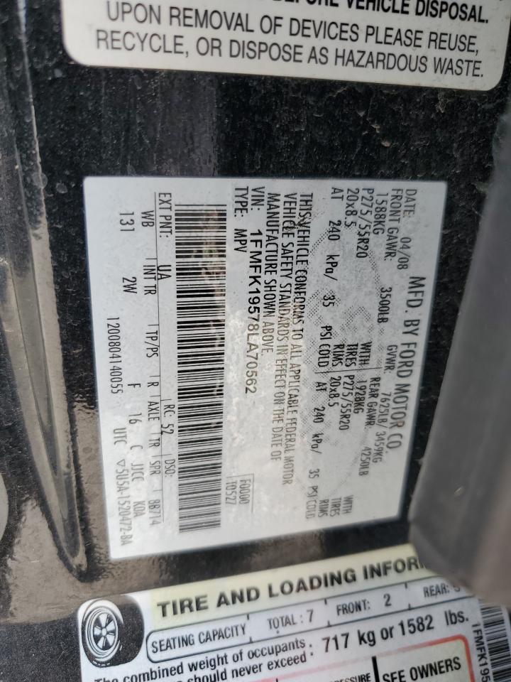 2008 Ford Expedition El Limited VIN: 1FMFK19578LA70562 Lot: 65732944