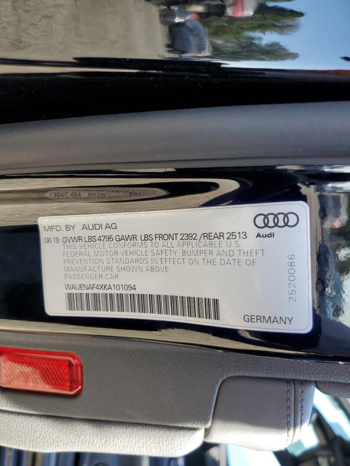 2019 Audi A4 Premium Plus VIN: WAUENAF4XKA101094 Lot: 66419114