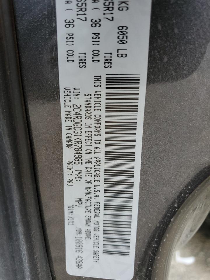 2C4RDGCG1KR784985 2019 Dodge Grand Caravan Sxt