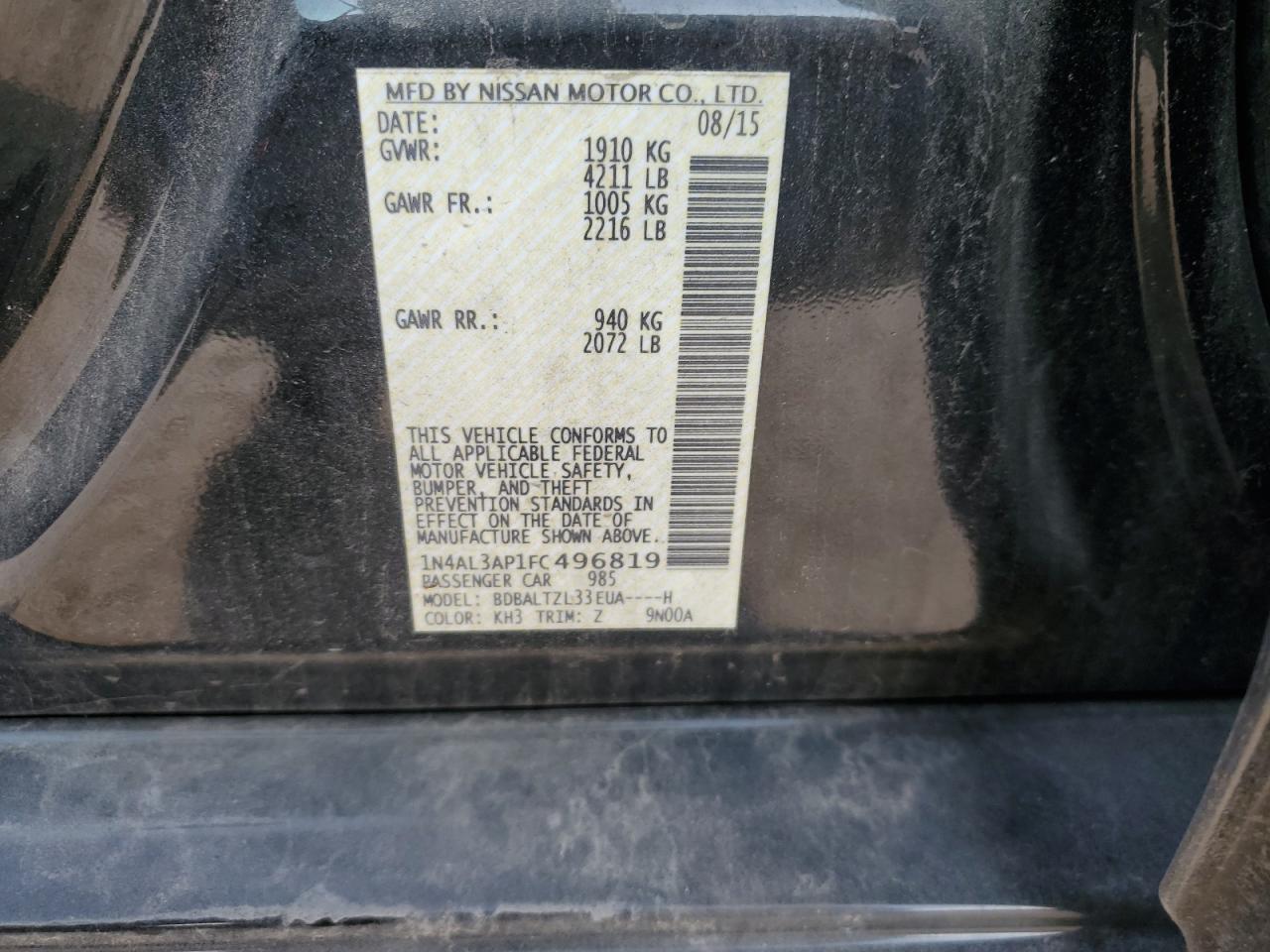 1N4AL3AP1FC496819 2015 Nissan Altima 2.5