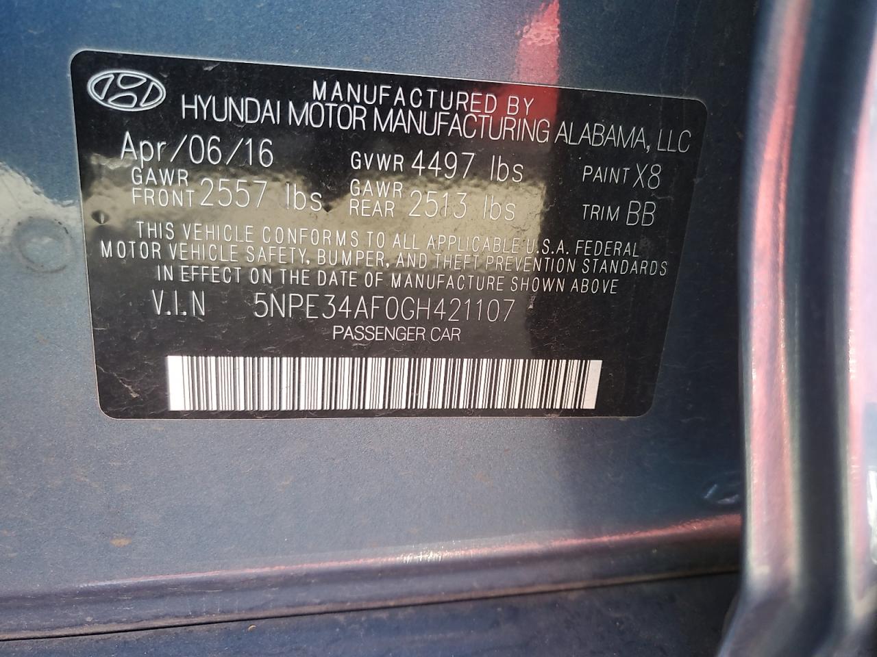 5NPE34AF0GH421107 2016 Hyundai Sonata Sport