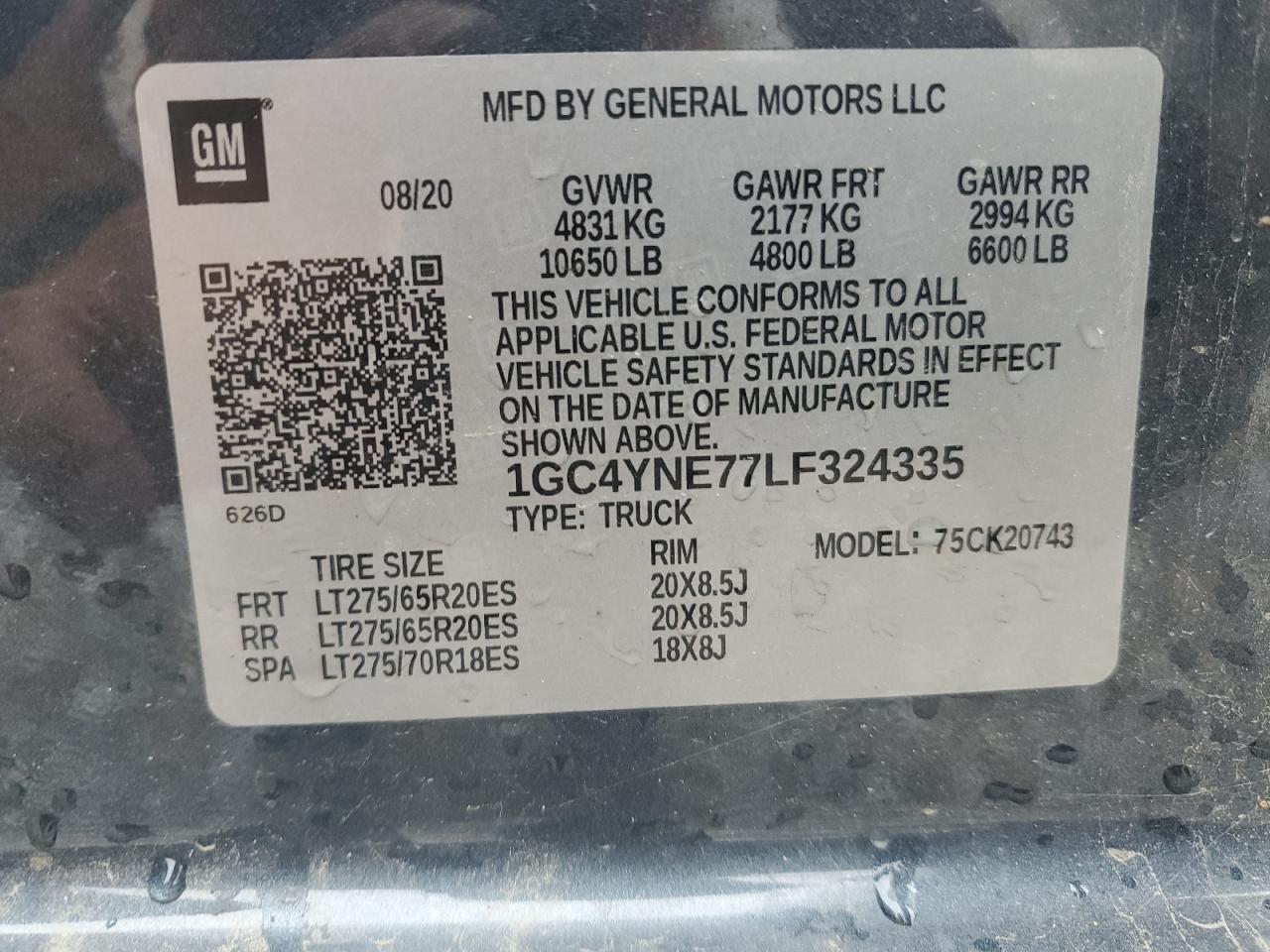 1GC4YNE77LF324335 2020 Chevrolet Silverado K2500 Heavy Duty Lt