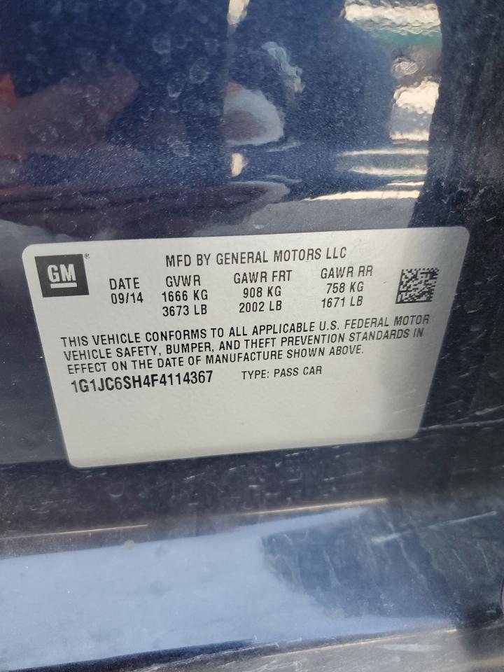 2015 Chevrolet Sonic Lt VIN: 1G1JC6SH4F4114367 Lot: 65716774