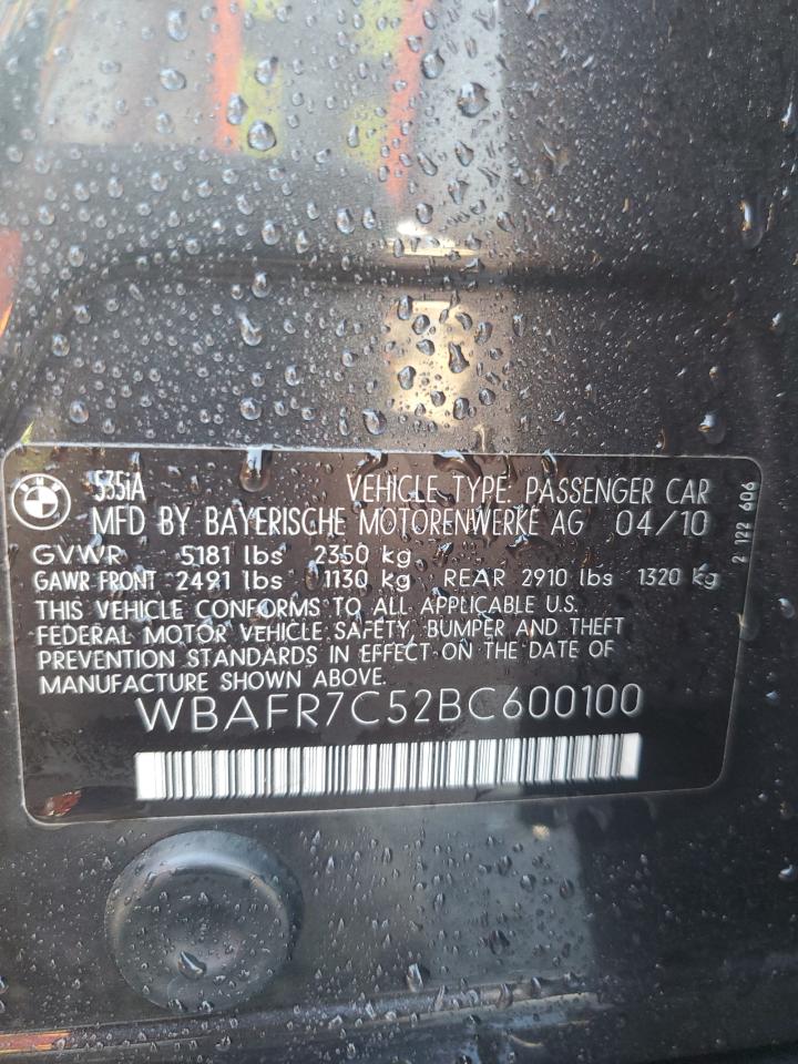 2011 BMW 535 I VIN: WBAFR7C52BC600100 Lot: 67126304