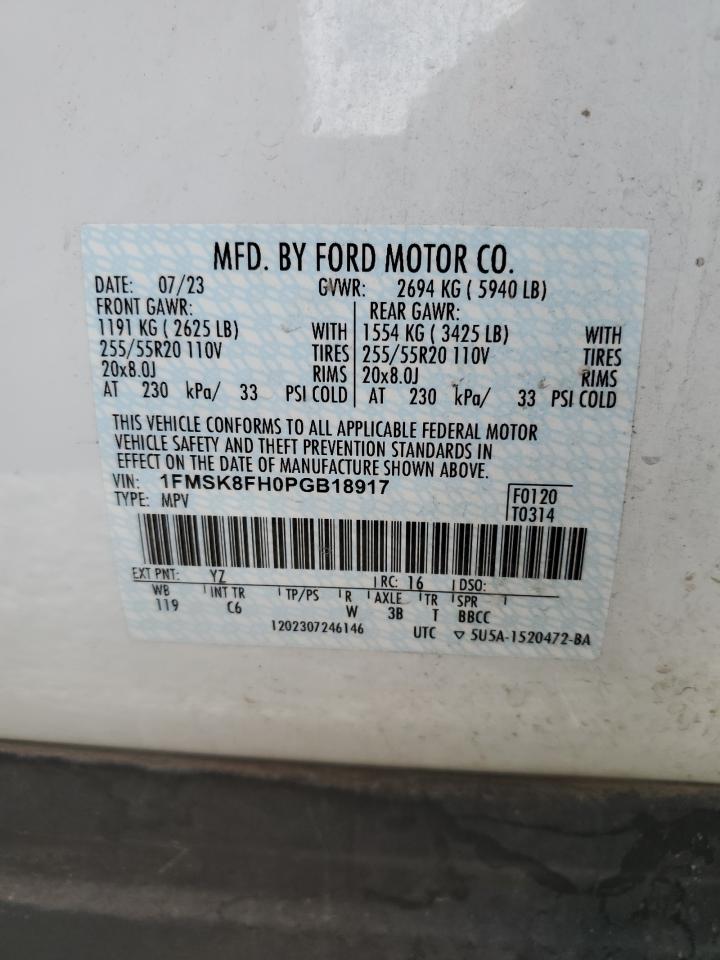 2023 Ford Explorer Limited VIN: 1FMSK8FH0PGB18917 Lot: 67068494