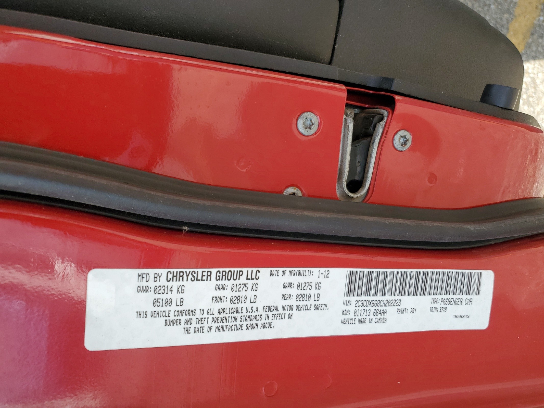 2C3CDXBG8CH202223 2012 Dodge Charger Se