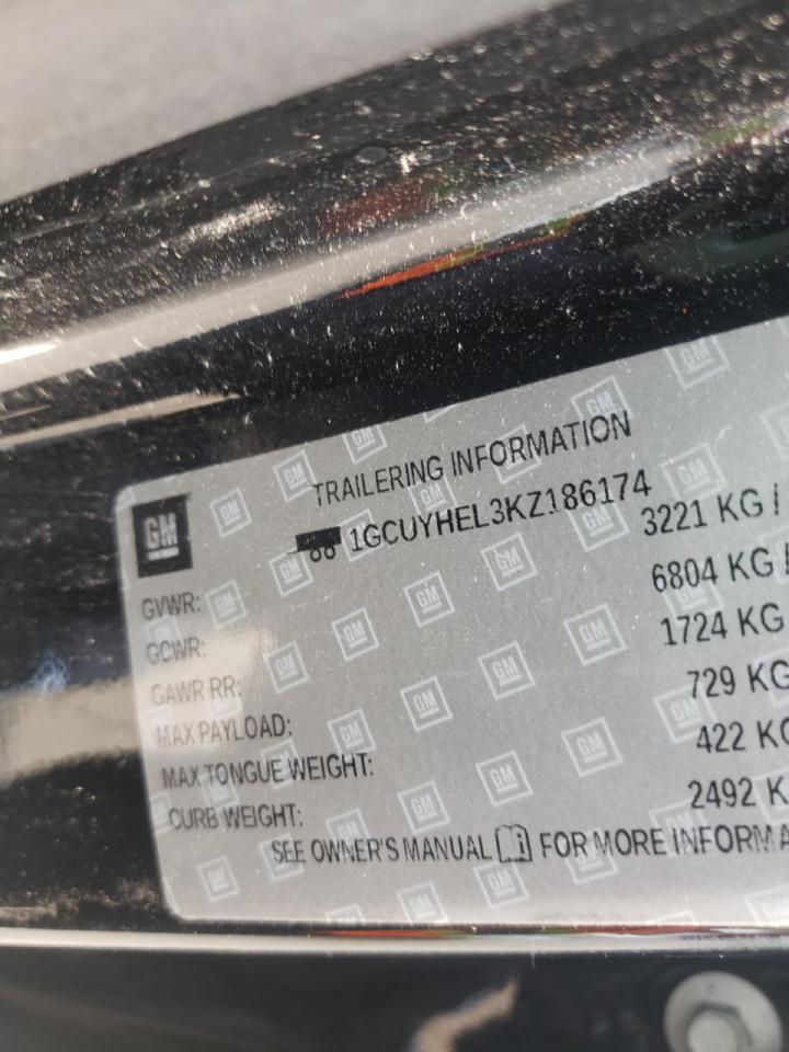 2019 Chevrolet Silverado K1500 High Country VIN: 1GCUYHEL3KZ186174 Lot: 64402624