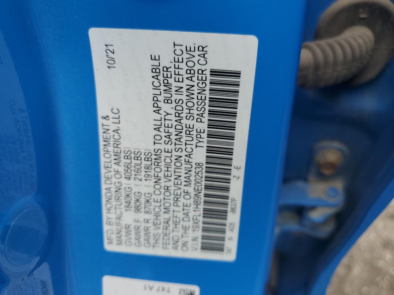 19XFL1H89NE002538 2022 Honda Civic Sport Touring
