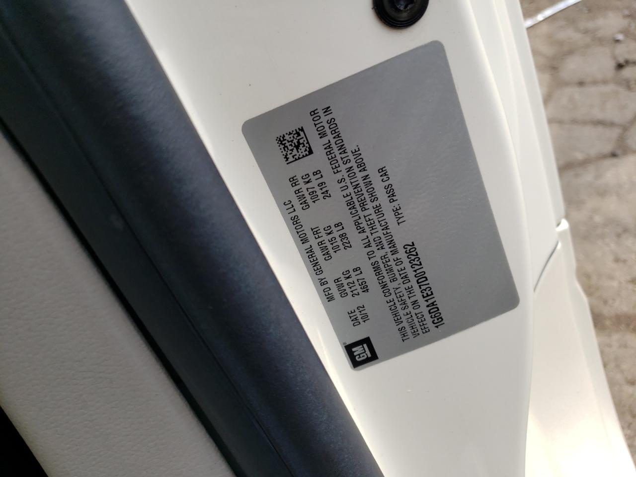 2013 Cadillac Cts VIN: 1G6DA1E37D0123262 Lot: 65532524