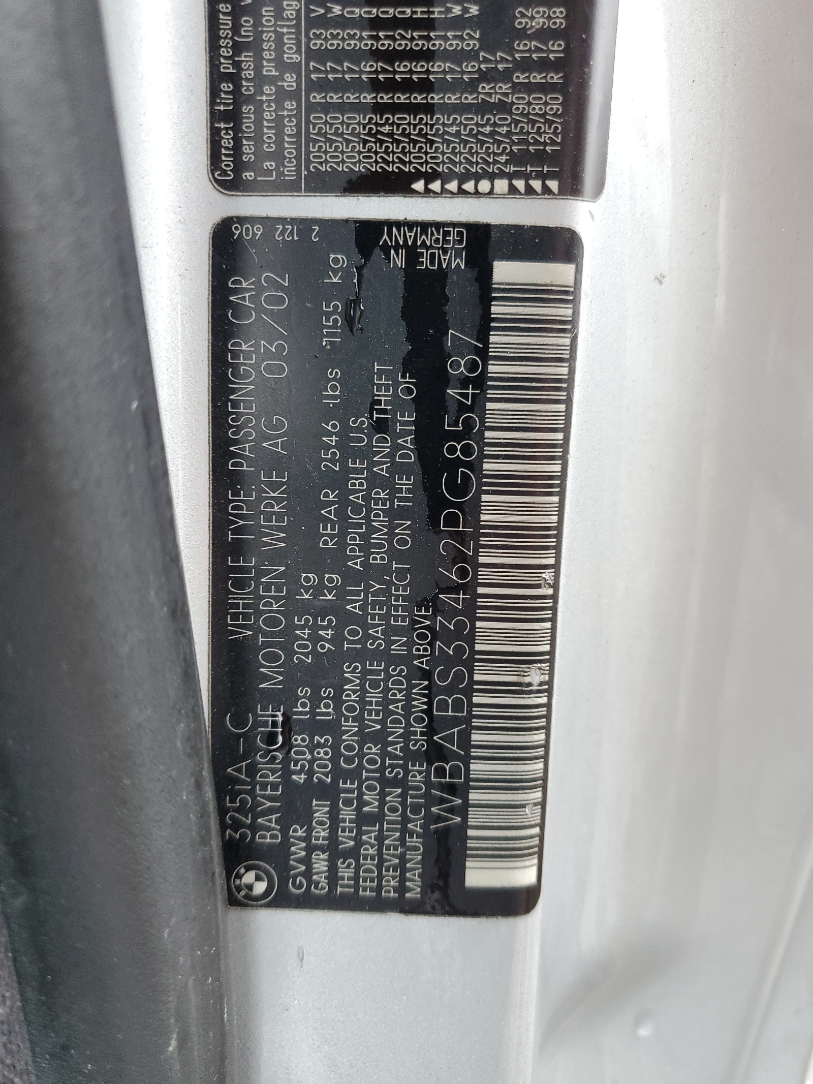 WBABS33462PG85487 2002 BMW 325 Ci