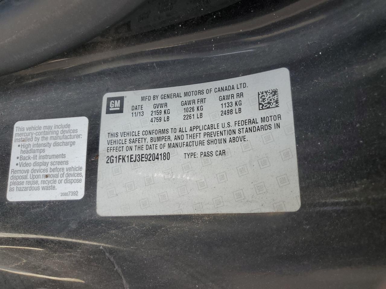 2014 Chevrolet Camaro 2Ss VIN: 2G1FK1EJ3E9204180 Lot: 66185074