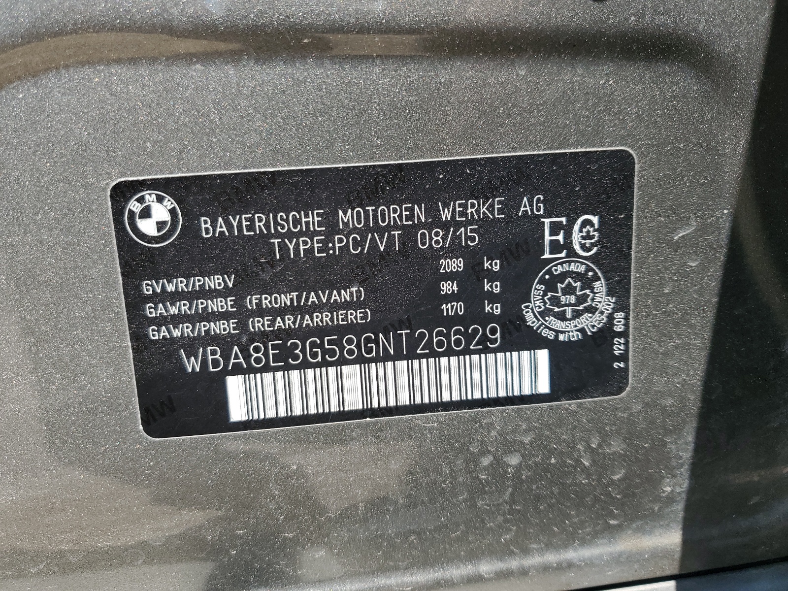 WBA8E3G58GNT26629 2016 BMW 328 Xi Sulev