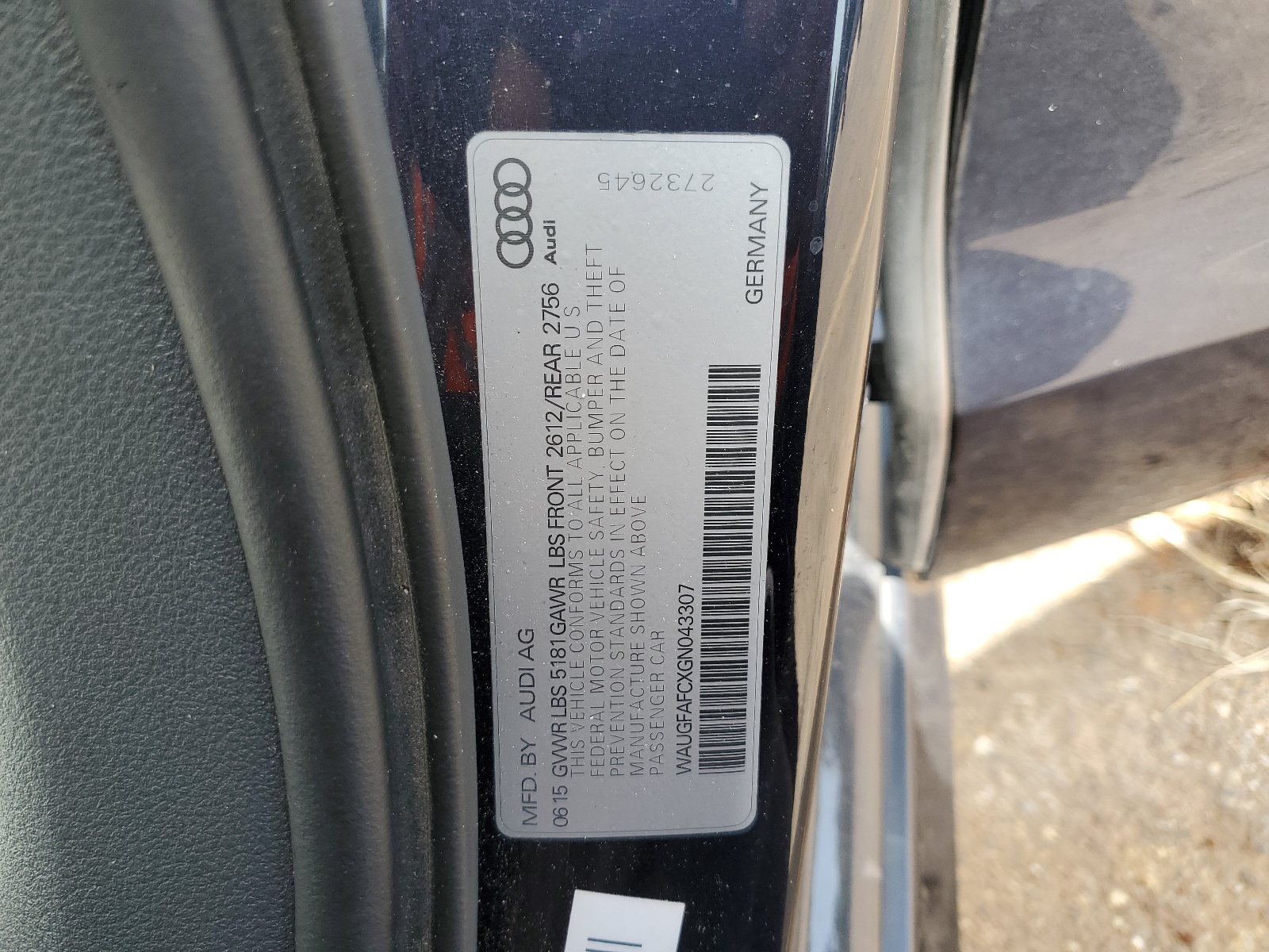 WAUGFAFCXGN043307 2016 Audi A6 Premium Plus