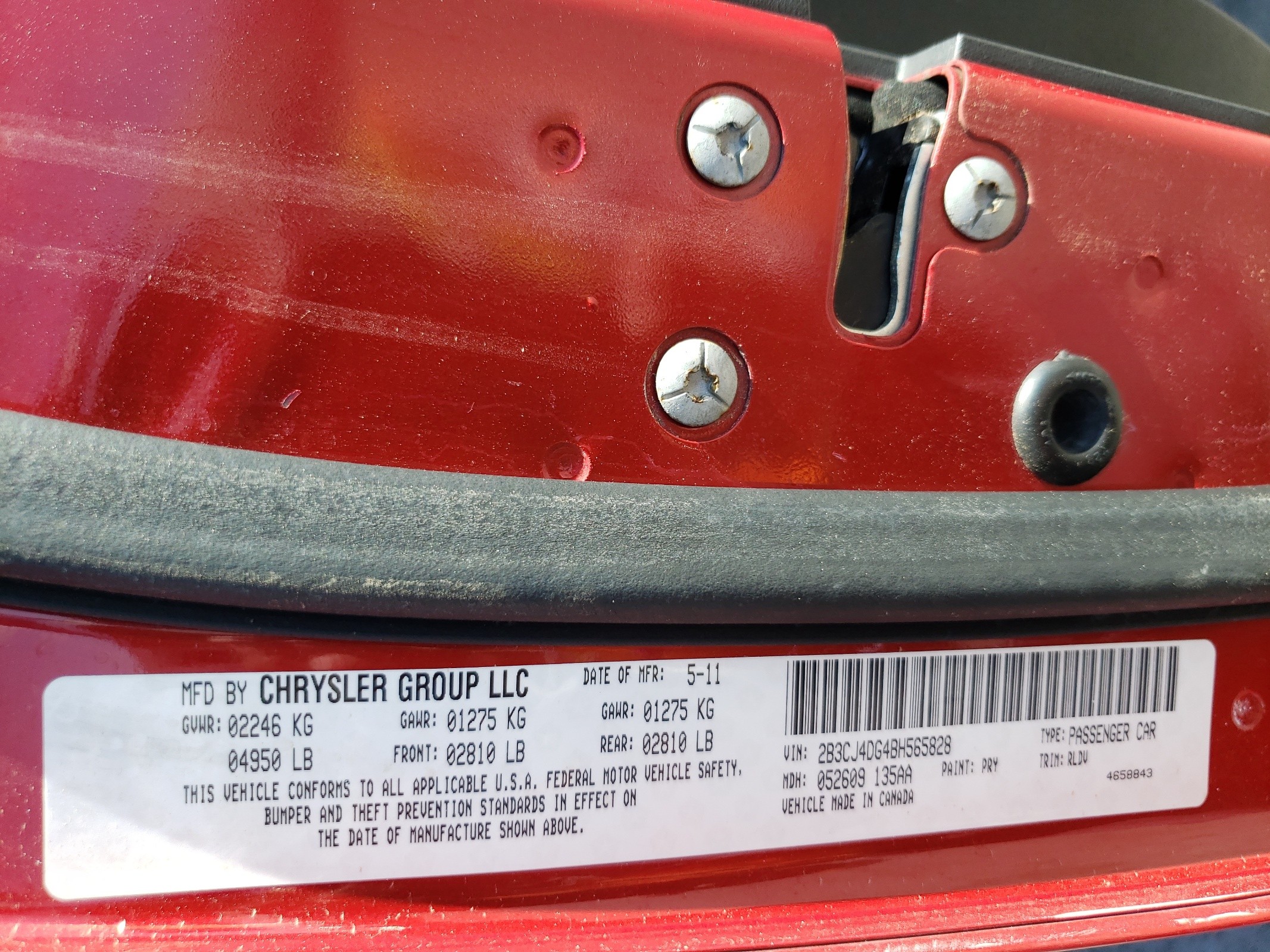 2B3CJ4DG4BH565828 2011 Dodge Challenger