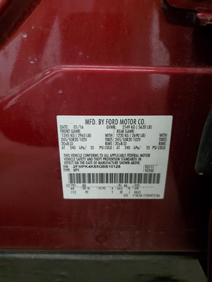 2016 Ford Edge Titanium VIN: 2FMPK4K85GBB10128 Lot: 67821064