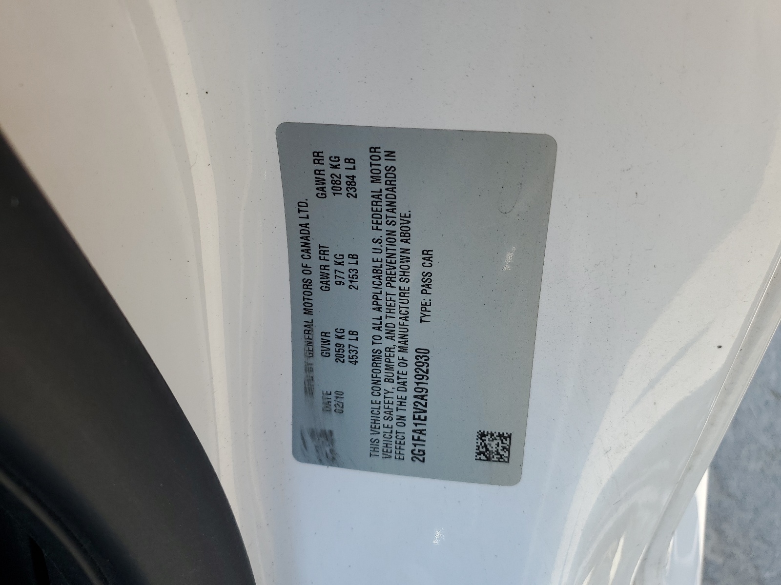 2G1FA1EV2A9192930 2010 Chevrolet Camaro Ls