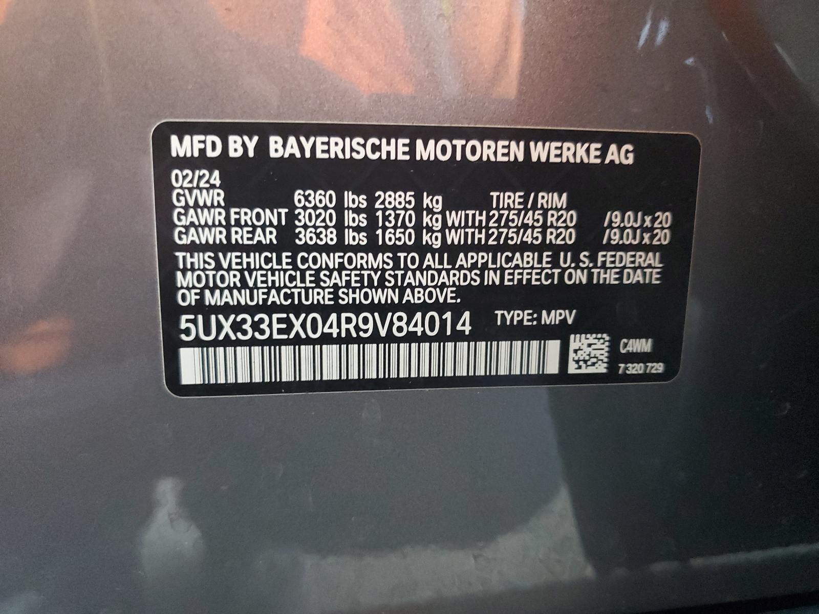 5UX33EX04R9V84014 2024 BMW X6 xDrive40I