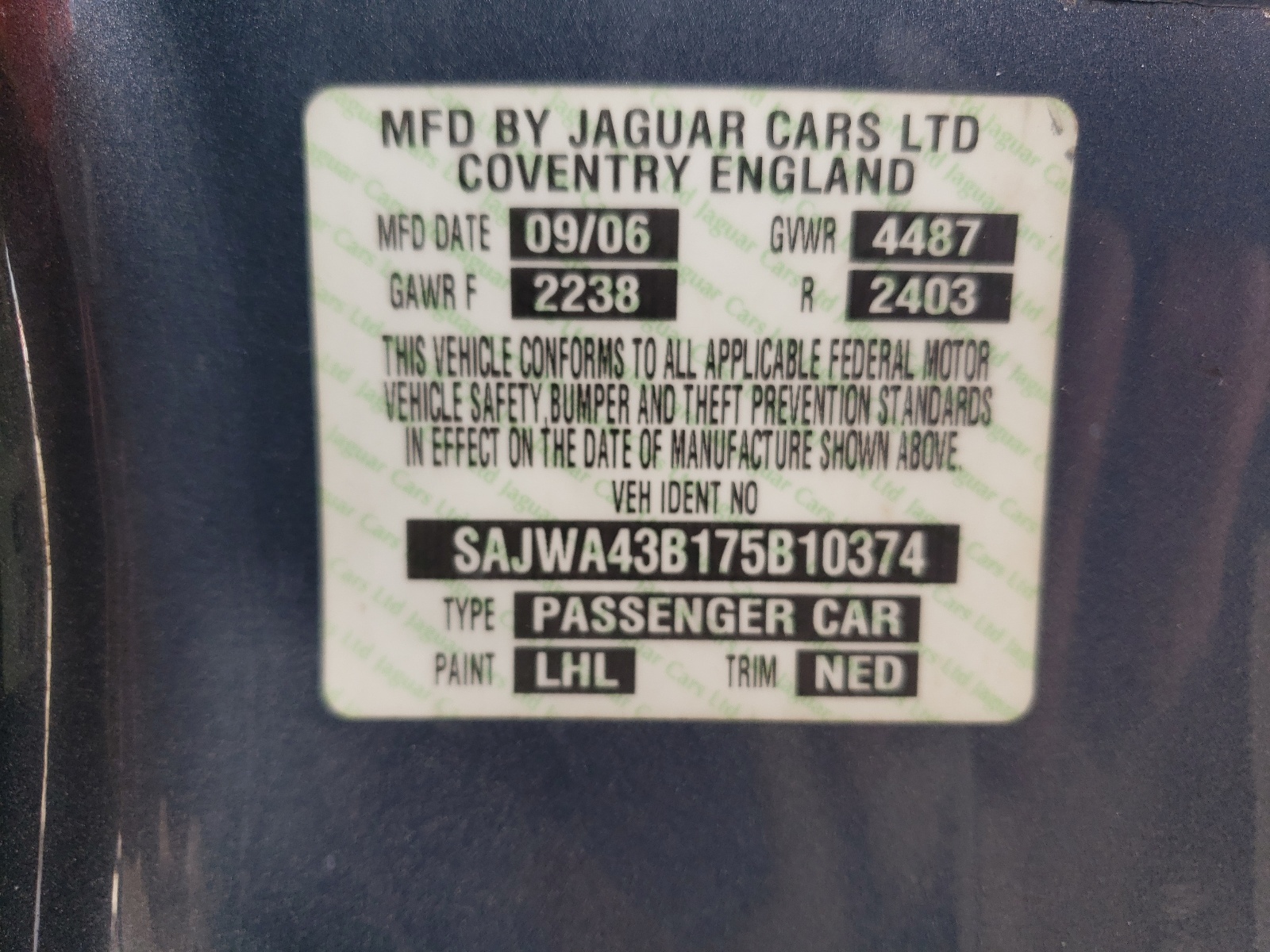 SAJWA43B175B10374 2007 Jaguar Xk