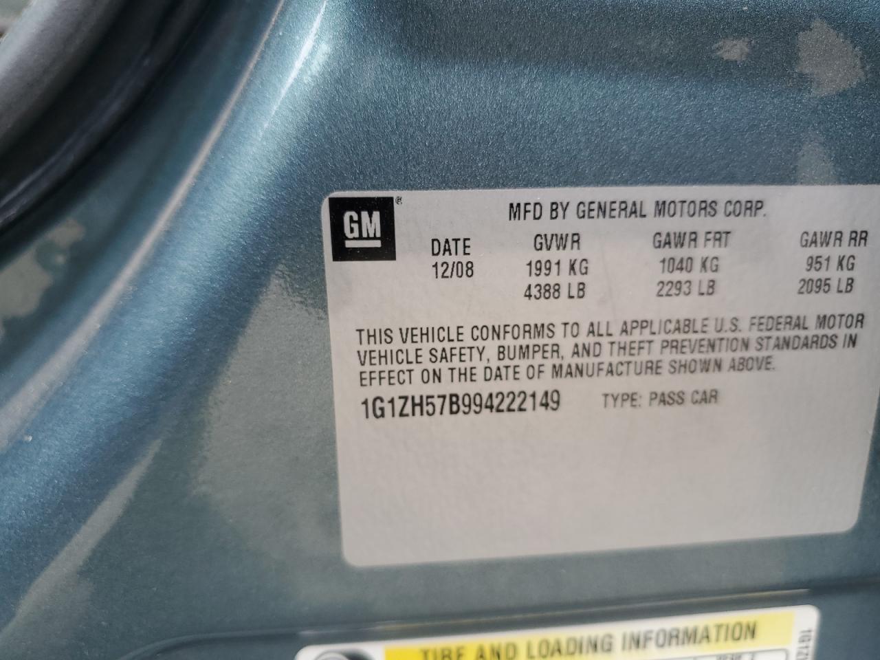 2009 Chevrolet Malibu 1Lt VIN: 1G1ZH57B994222149 Lot: 67721144