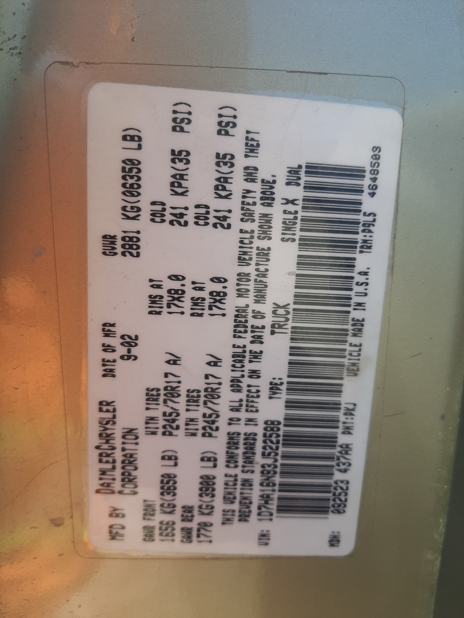 1D7HA16N93J522588 2003 Dodge Ram 1500 St