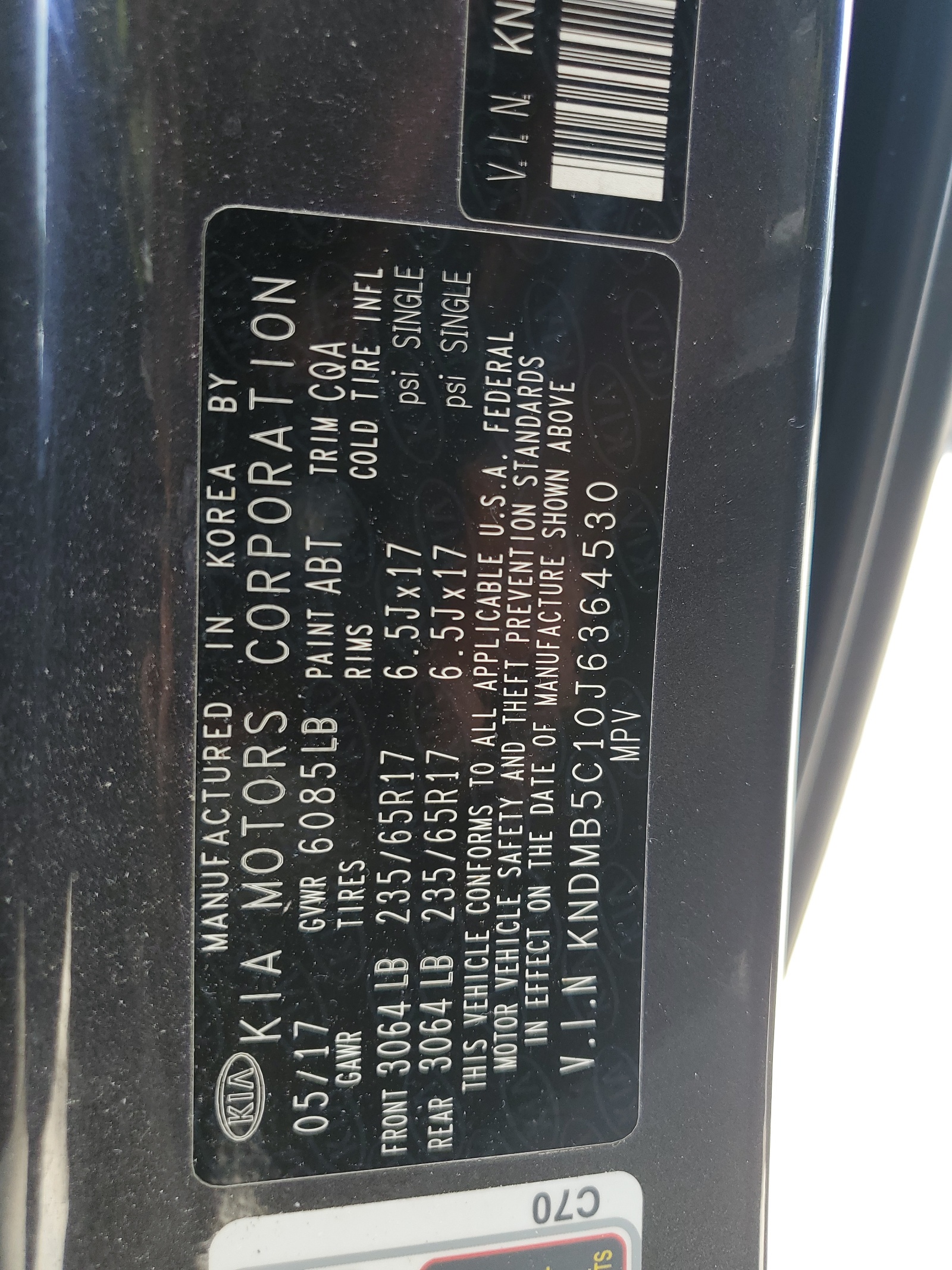 2018 Kia Sedona Lx vin: KNDMB5C10J6364530