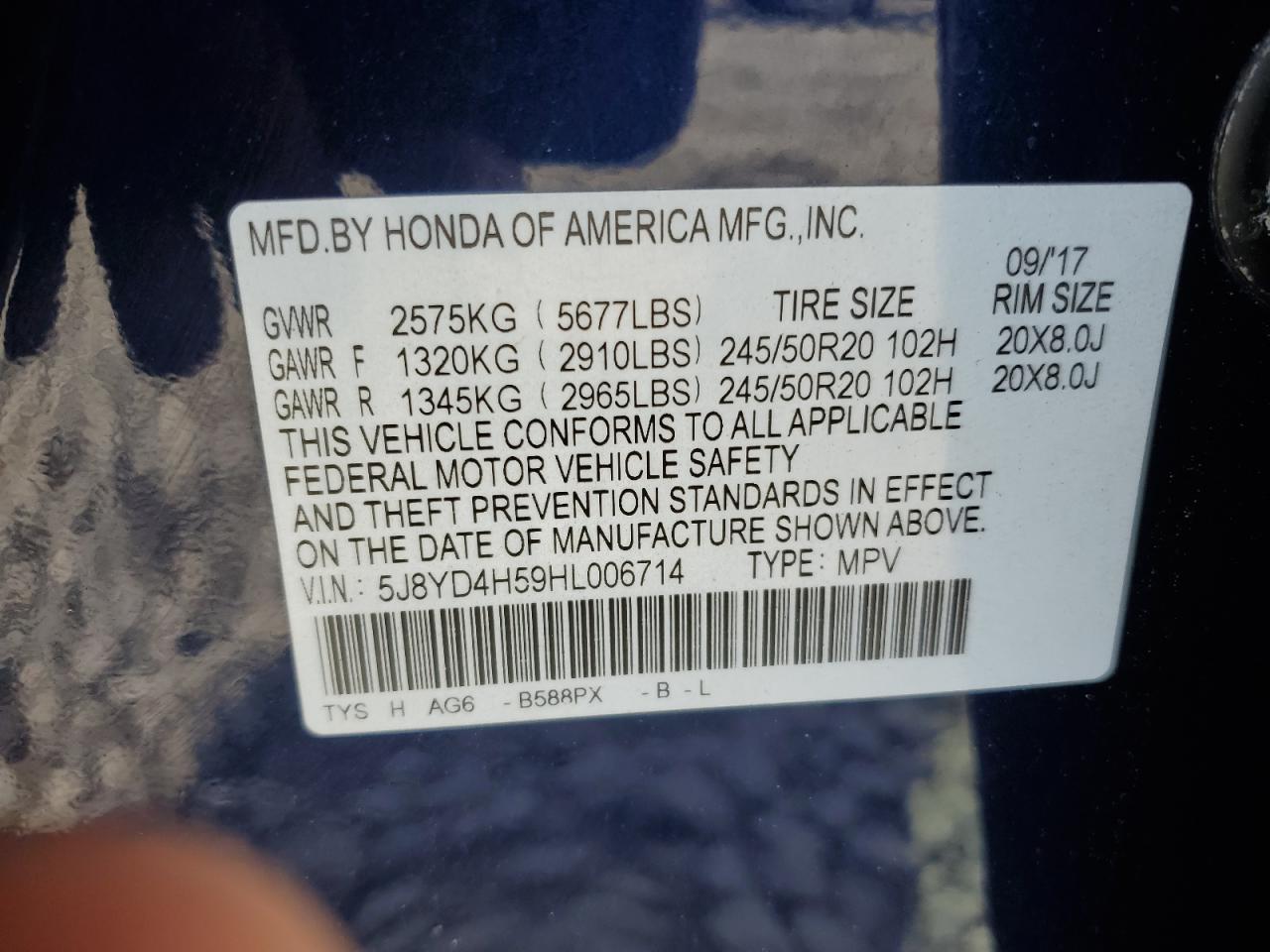 5J8YD4H59HL006714 2017 Acura Mdx Technology