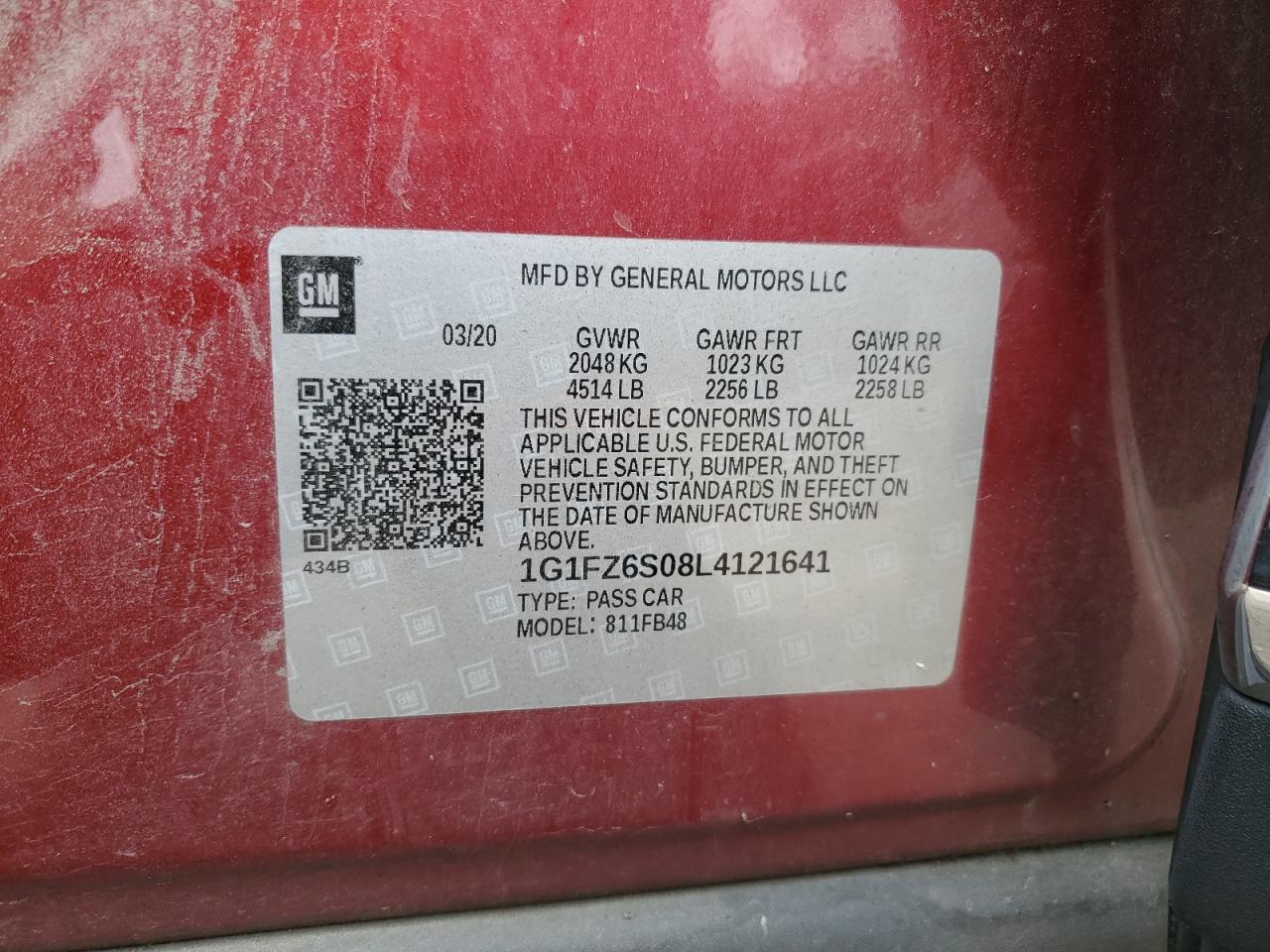 2020 Chevrolet Bolt Ev Premier VIN: 1G1FZ6S08L4121641 Lot: 66898364