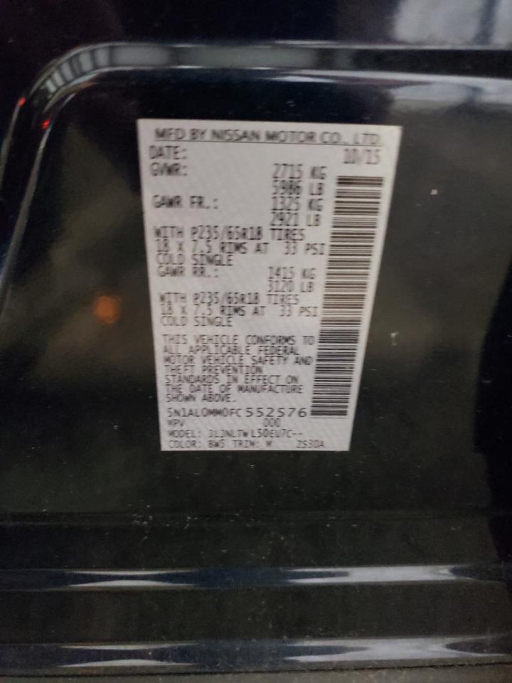 2015 Infiniti Qx60 VIN: 5N1AL0MM0FC552576 Lot: 67423944