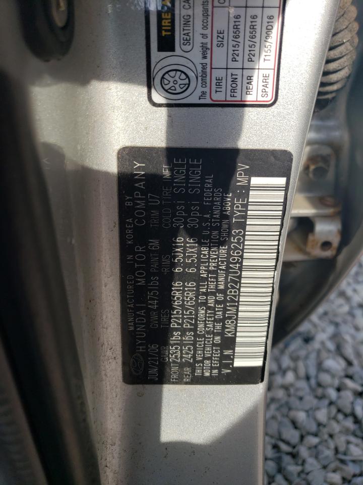 2007 Hyundai Tucson Gls VIN: KM8JM12B27U496253 Lot: 67127514