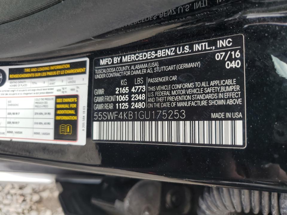 55SWF4KB1GU175253 2016 Mercedes-Benz C 300 4Matic