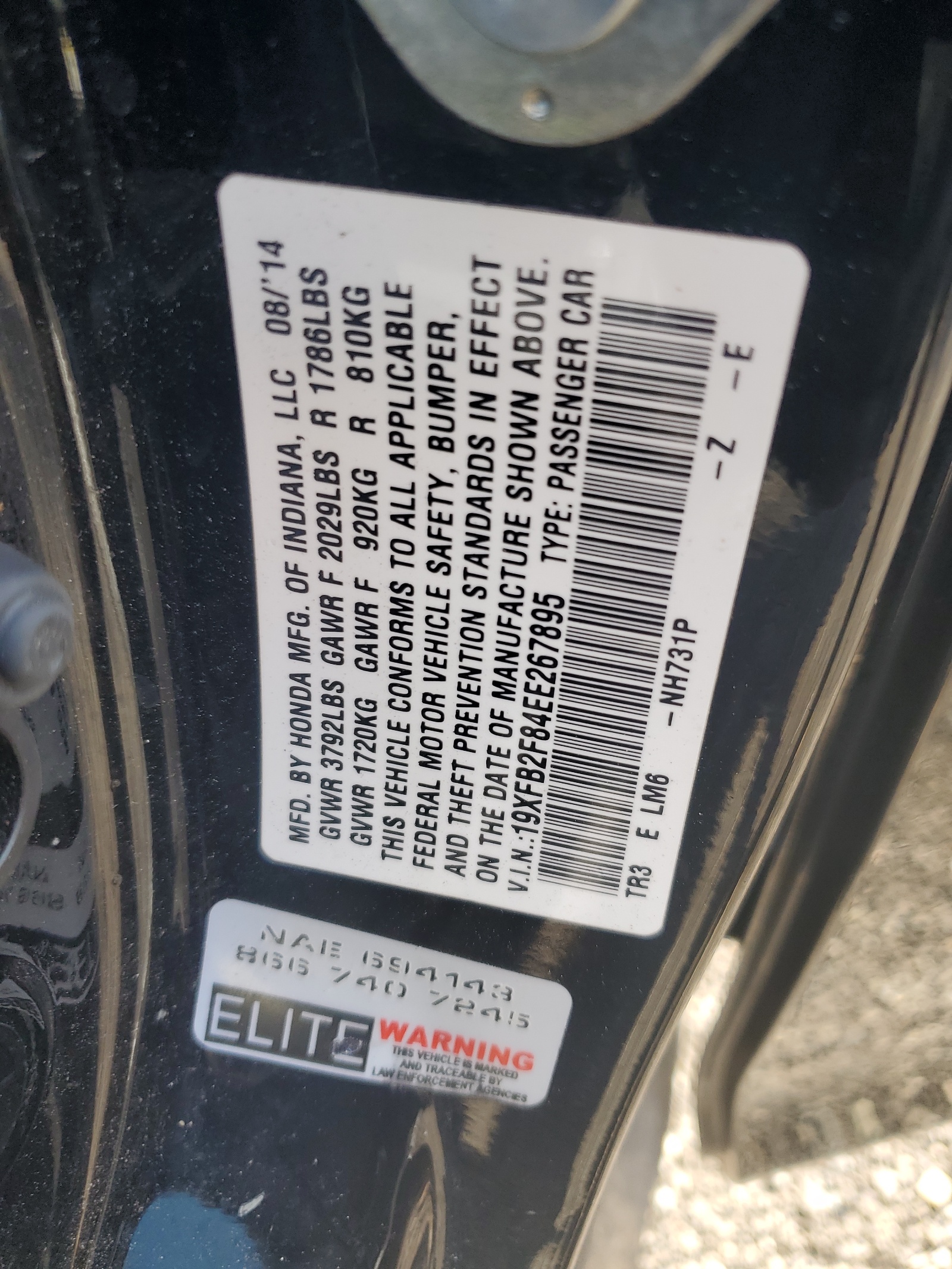 19XFB2F84EE267895 2014 Honda Civic Ex 19XFB2F84EE267895 2014 Honda Civic Ex