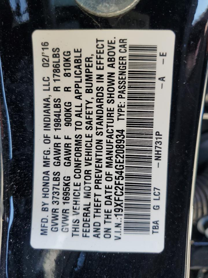 19XFC2F54GE208934 2016 Honda Civic Lx