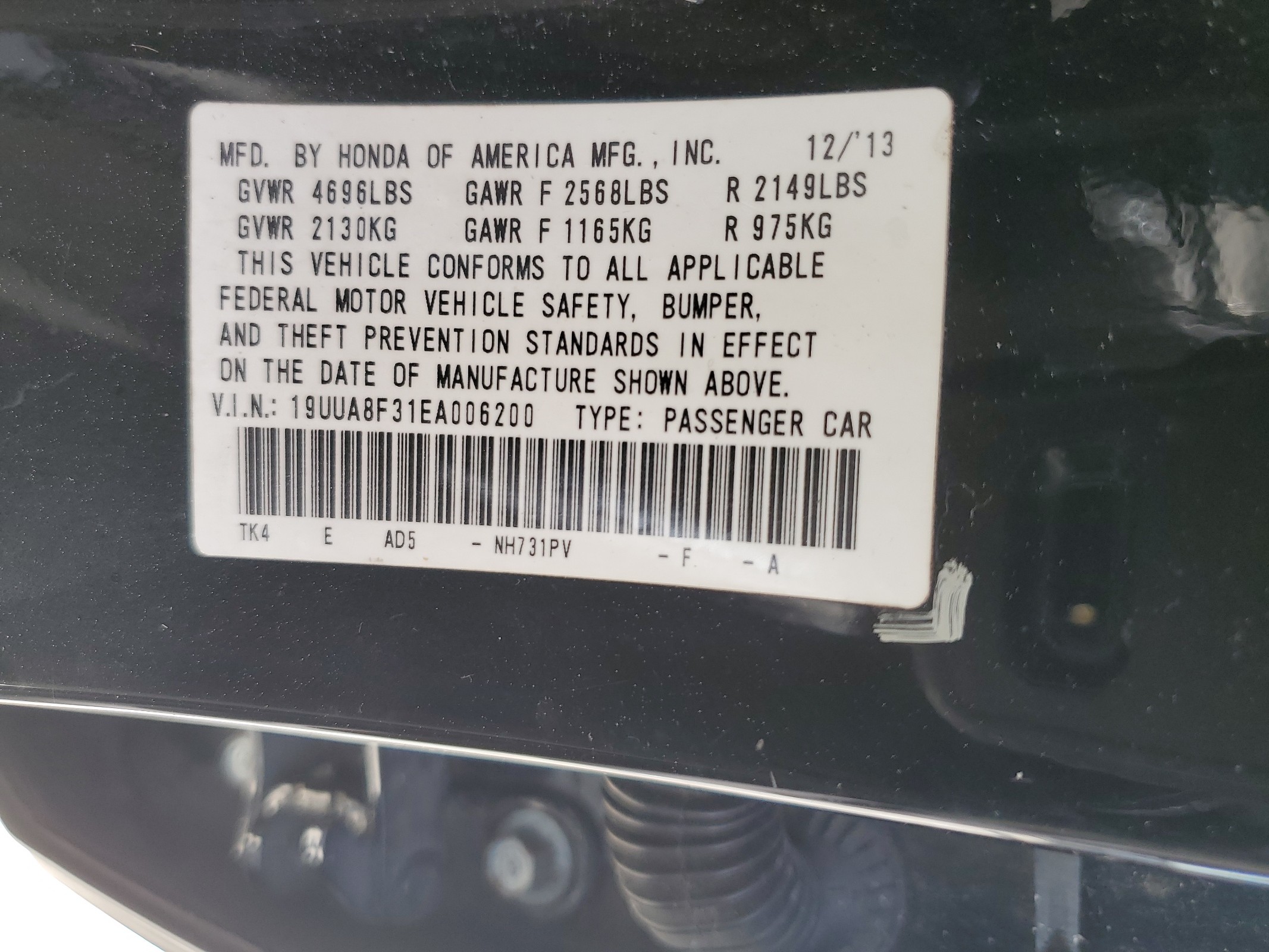 19UUA8F31EA006200 2014 Acura Tl Se