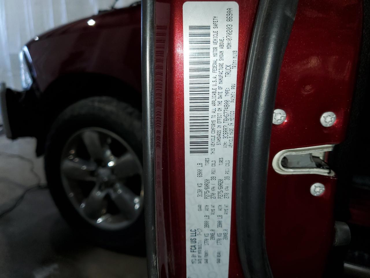 2017 Ram 1500 Slt VIN: 3C6RR7LT6HG774800 Lot: 66475964