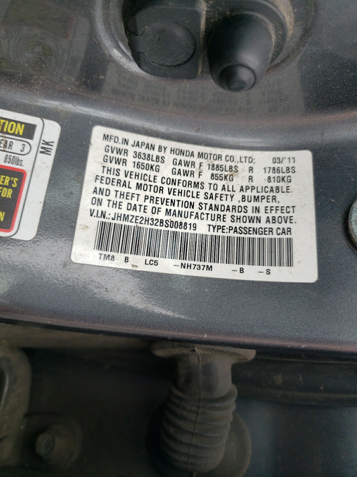 JHMZE2H32BS008819 2011 Honda Insight